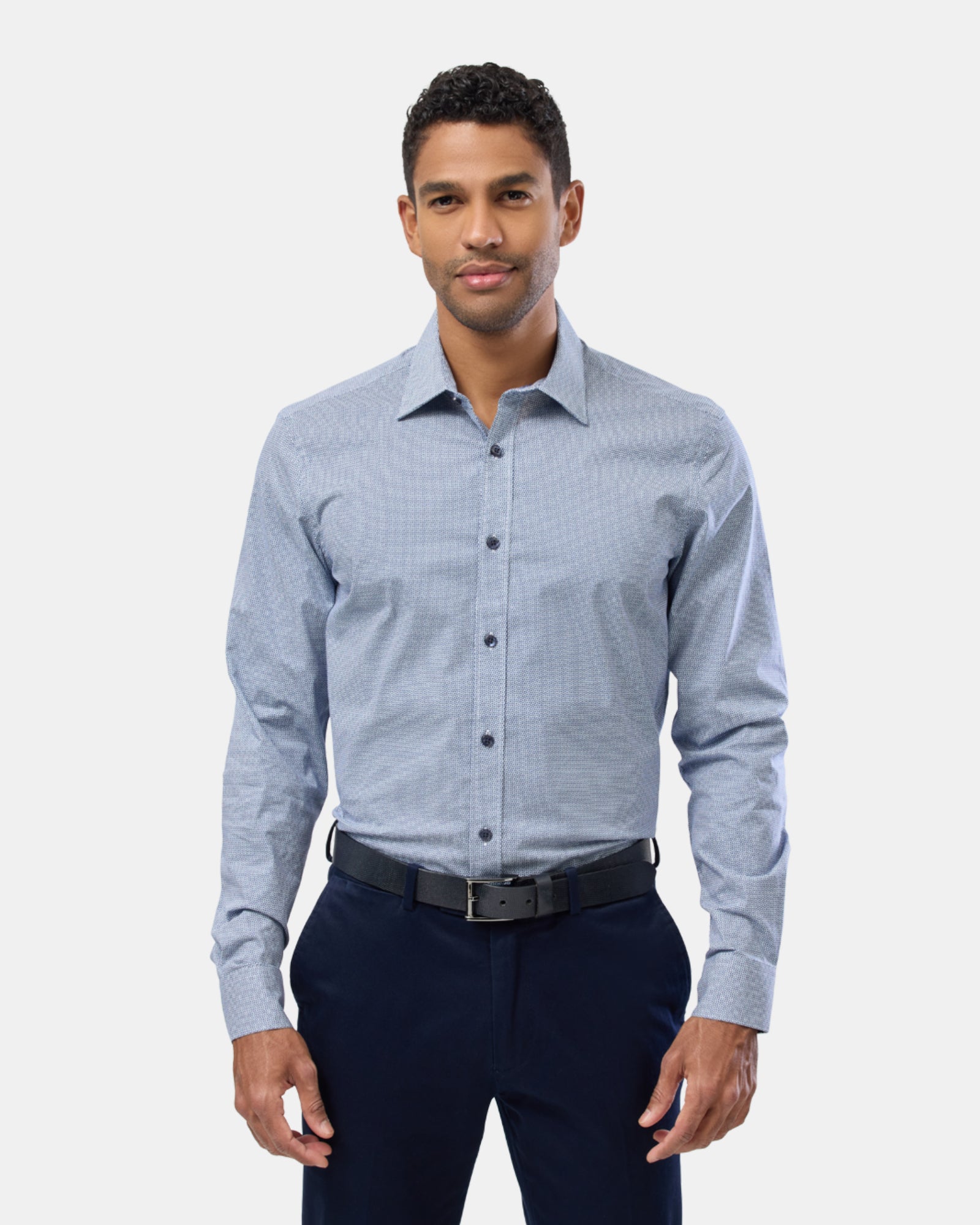 Geo Print Reg Fit Stretch Business Shirt