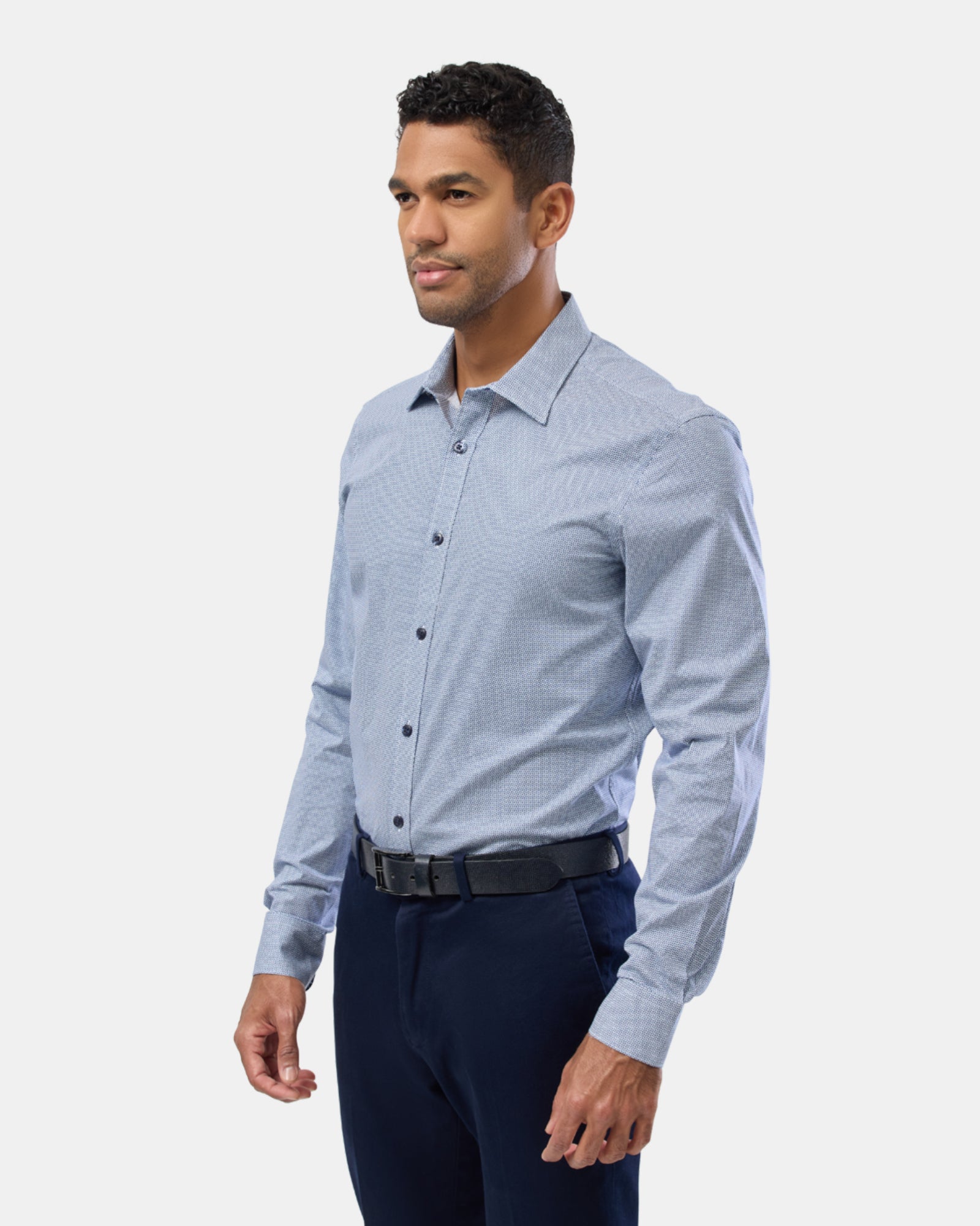 Geo Print Reg Fit Stretch Business Shirt