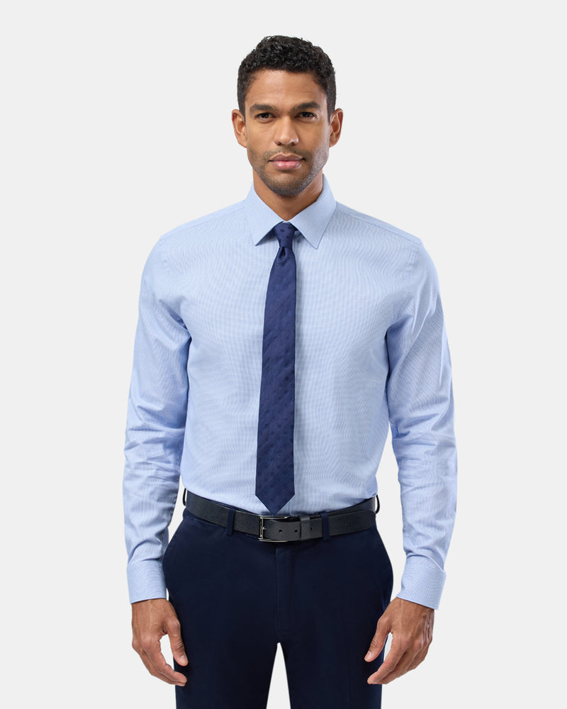 Textured Plain Slim Fit Dress Shirt