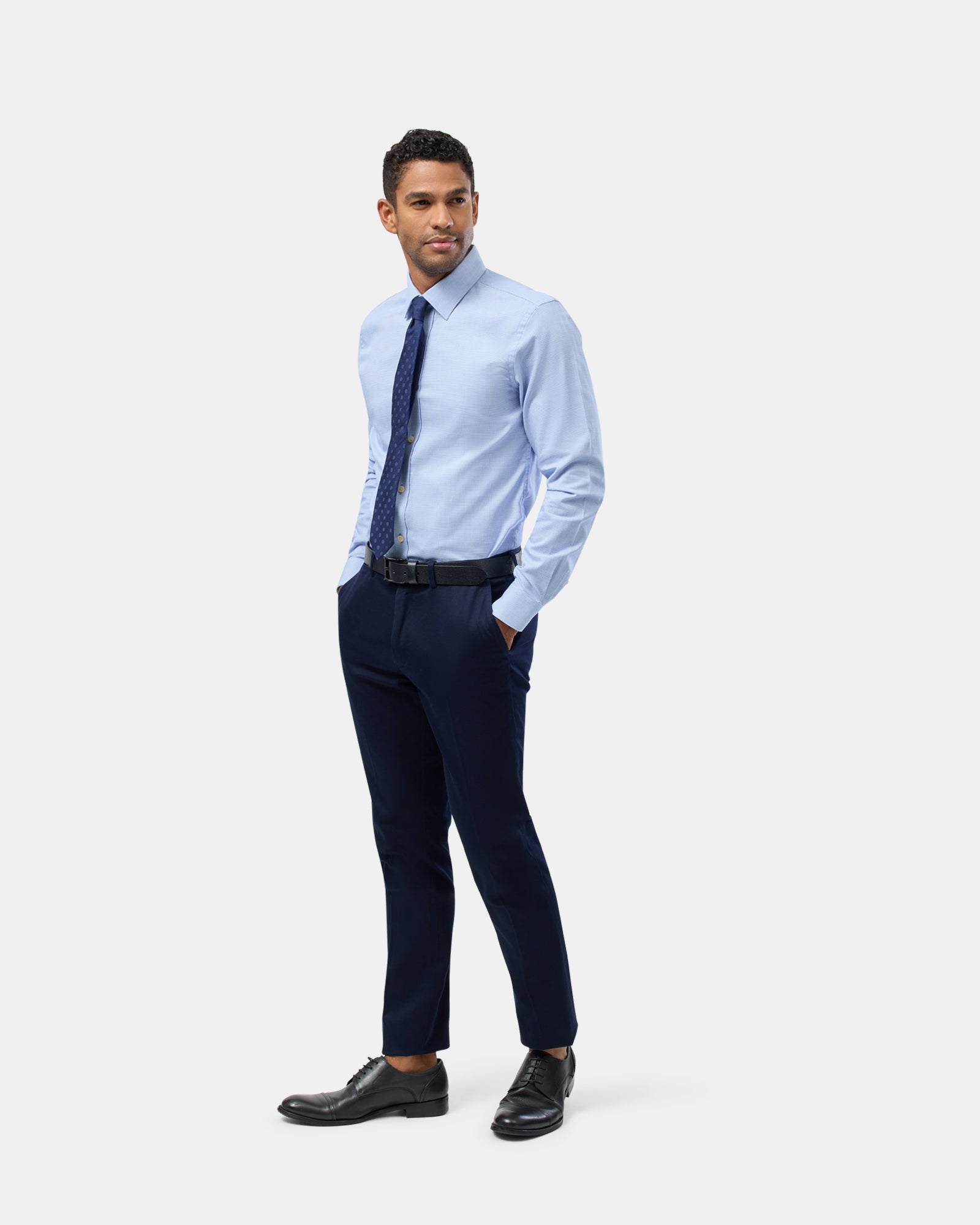 Textured Plain Slim Fit Dress Shirt