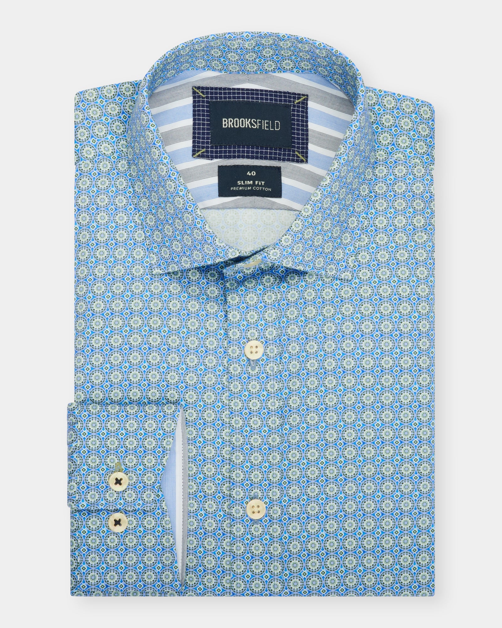 Circle Motif Print Slim Fit Dress Shirt