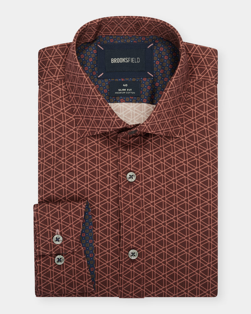 Triangle Print Slim Fit Dress Shirt