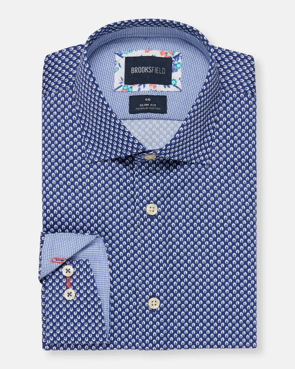 LUXE PRINT SLIM FIT BUSINESS SHIRT