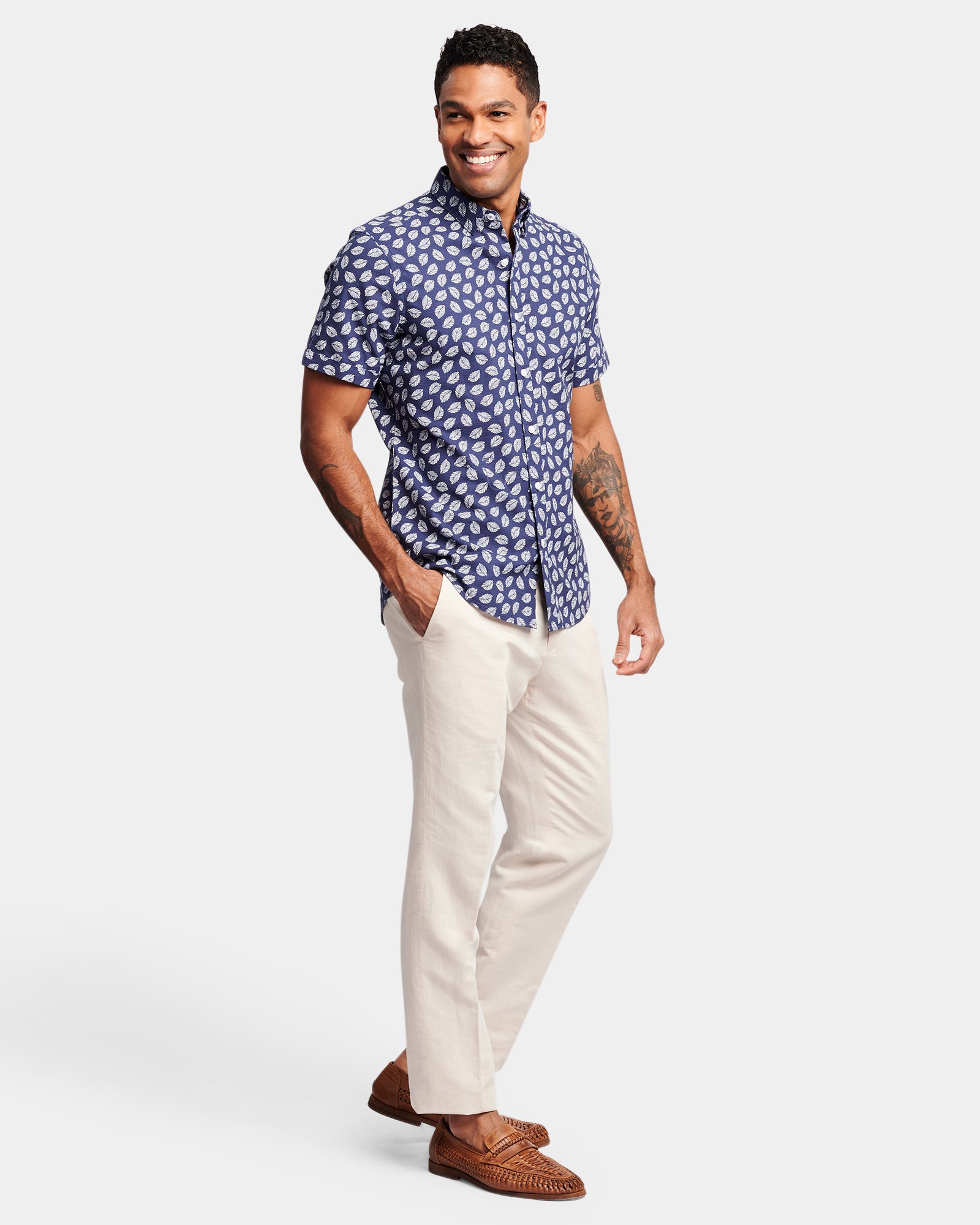 Leaf Print Casual Shirt