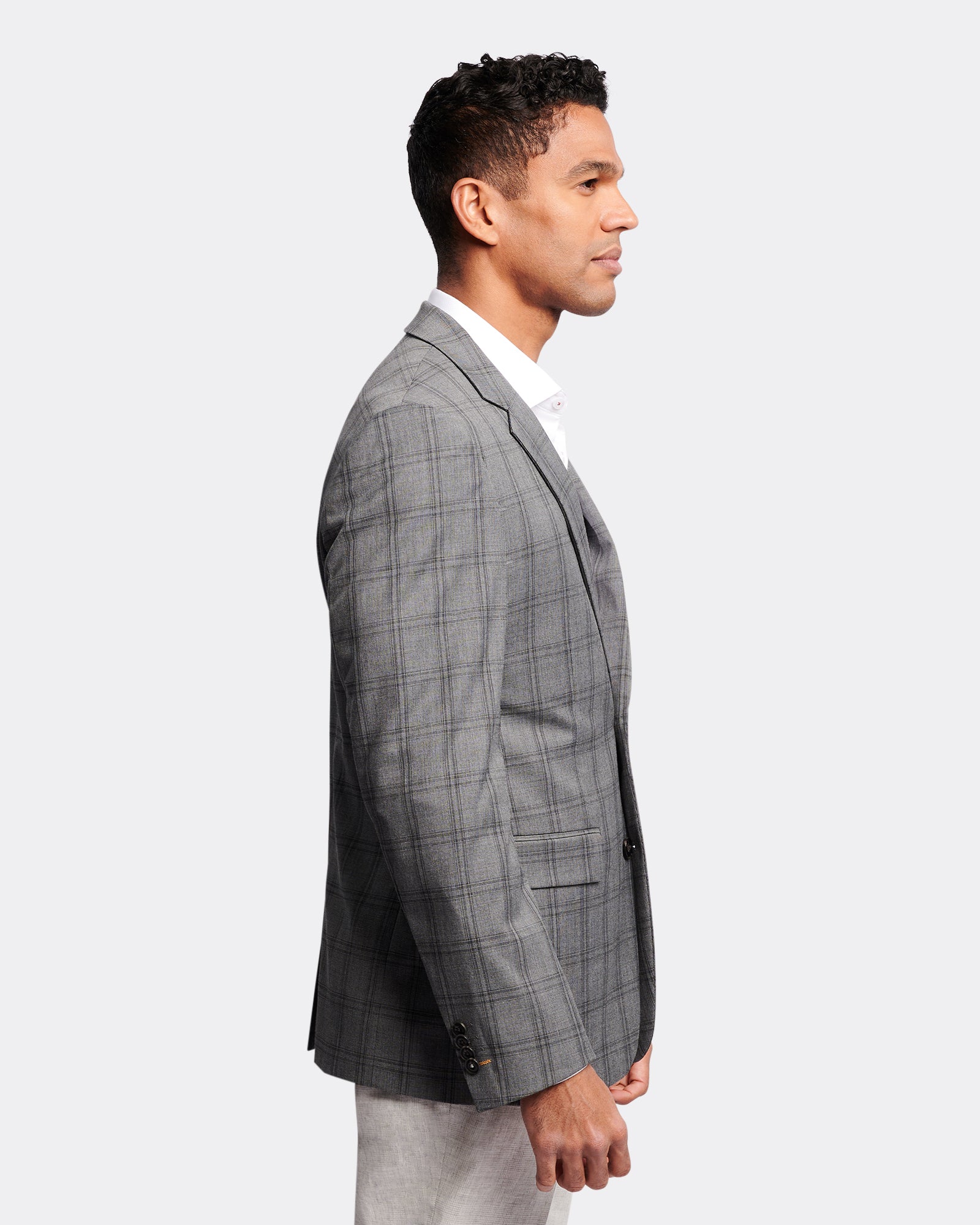 Textured Check Stretch Blazer